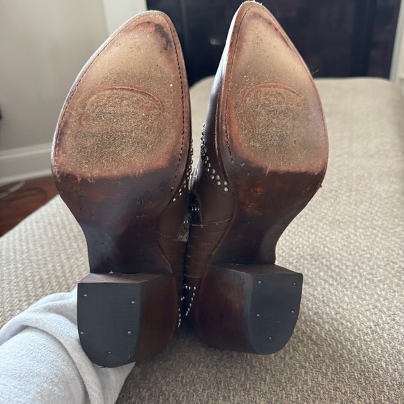 J. B. Dillon Studded and Fur Ankle Cowgirl Boots - Picture 5 of 8